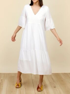 Park & Fifth Rennie Short Sleeve White Dotted Dress